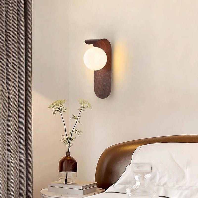 客厅电背景墙壁简约现代胡桃木纹酒店卧视室床头房82439书过灯道