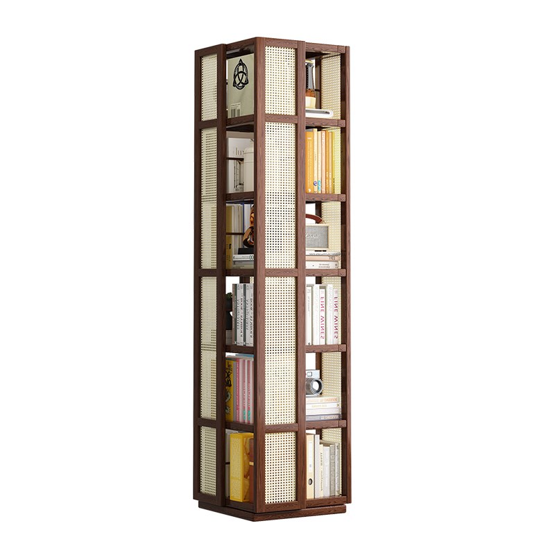 旋转书架落地置物架家用客t厅360度收纳架简易多层儿童仿实木书柜