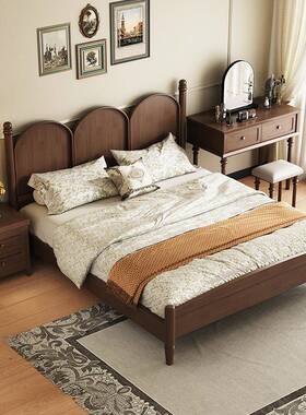 北欧实木床现代简约.15床M1.SAB8M双人床古风主卧法式复古床小中