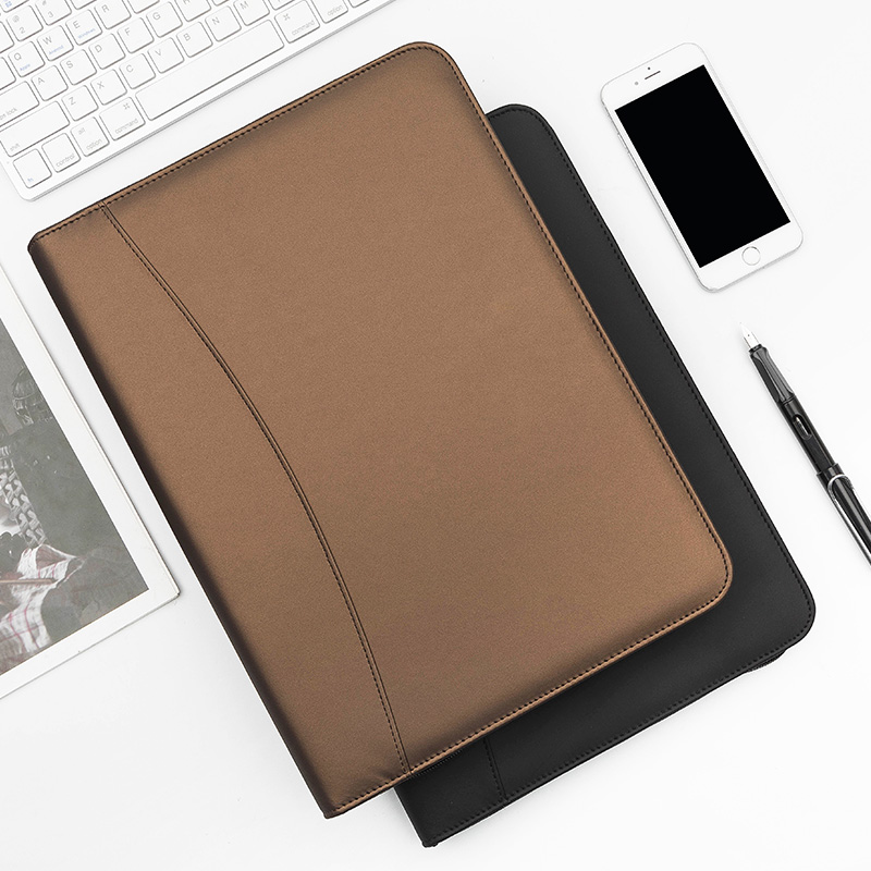 A4皮质文件夹销售夹多功能房产资料册经理夹拉链包板夹公文夹皮质