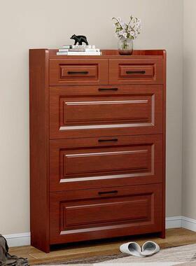 中式红木色超薄翻斗RBY鞋柜17c家用门口厅窄门m大省空间容量鞋架