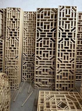 实木花格ZKY阳木雕仿顶古背门窗东镂空吊隔断屏风新中式木格栅玄