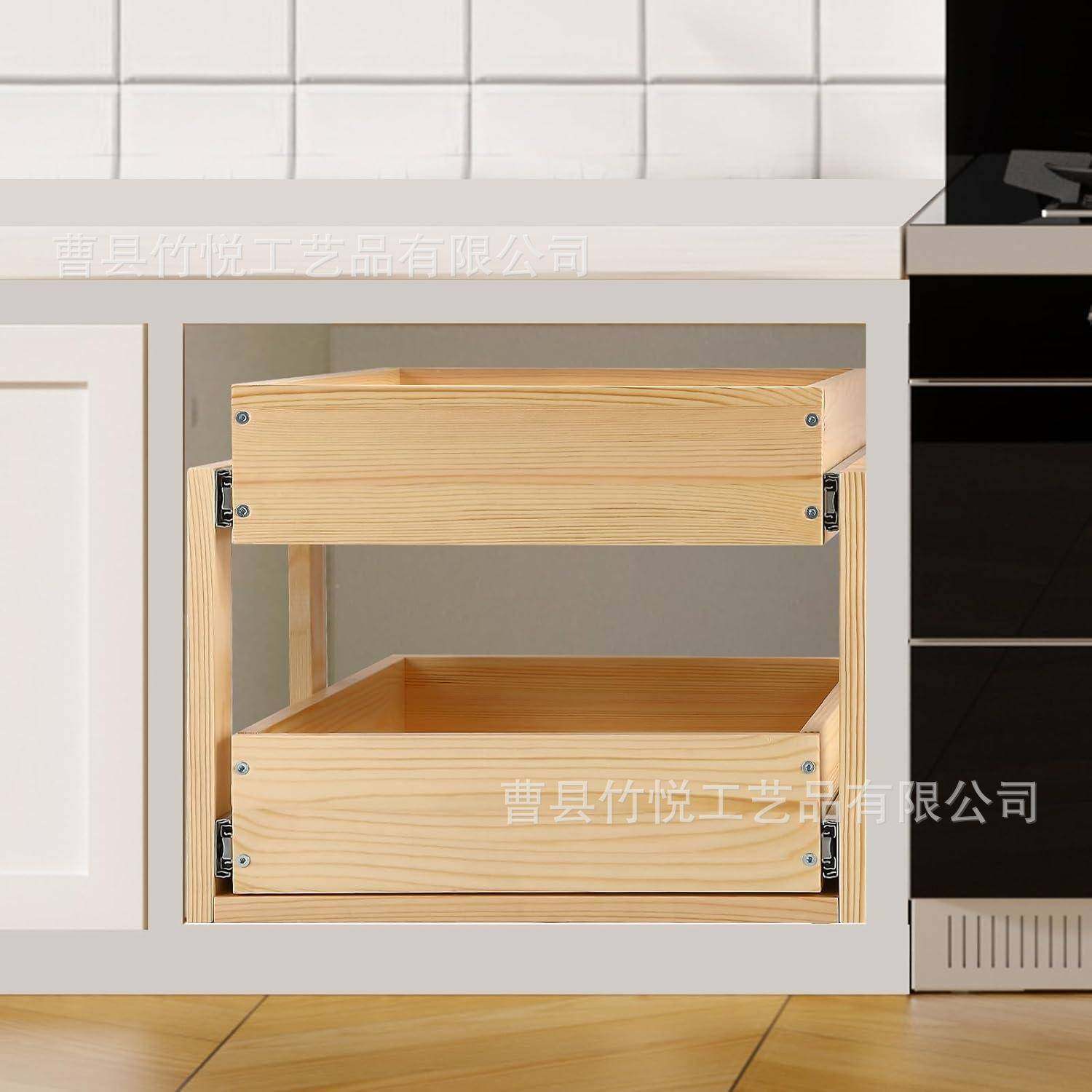 木质厨房抽屉滑轨收纳盒伸厨房理调料锅具zy-311储收纳架橱柜式缩