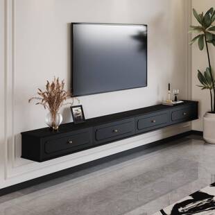 简家约美式挂中古实木悬空VXK壁式电视柜客厅用法式悬轻奢电浮视