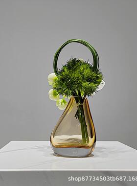 轻奢仿真花艺现代样房视餐桌672电柜酒店前台小软装假花板绿色花