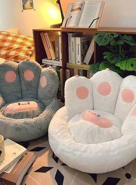 猫爪靠坐垫一体榻榻米坐墩蒲团IWR椅垫飘窗地垫板垫子懒人垫卧室