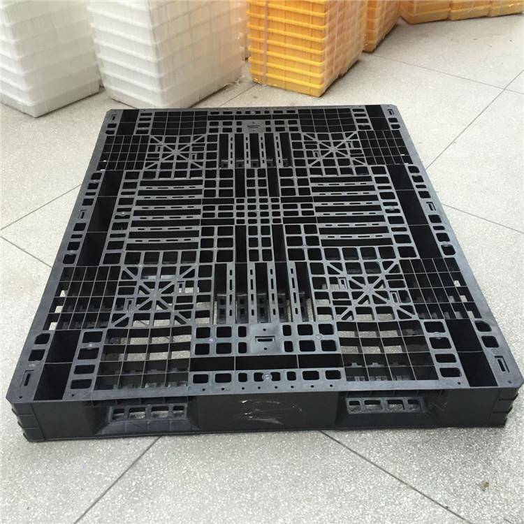 P加防P静ORA电塑色料卡板黑网格九脚塑胶托盘厚川字田字型栈板
