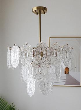 8823法式吊灯轻家居全铜奢复古玻璃厅卧室书房厅客主卧复式餐灯具