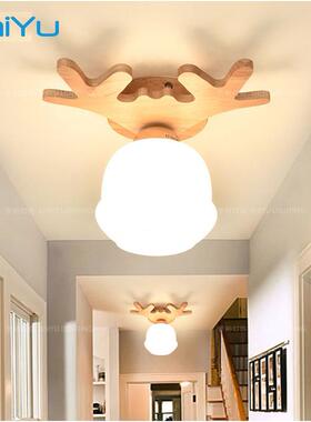 个性创意过道玄廊走阳台关le现d吸顶灯简约代单头SY8191实木卧室