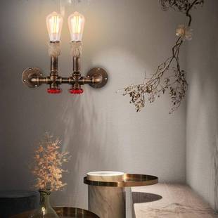 双头复古壁灯创内意式室床43333头led麻墙壁灯美酒店走廊过道灯绳