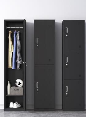 黑色单门更衣柜员工储985物柜皮柜带锁家健用收纳柜室身铁房办公