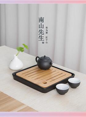 3K茶盘陶储瓷Y简水式干泡F75999MM盘办公室茶具家用约小茶台托盘