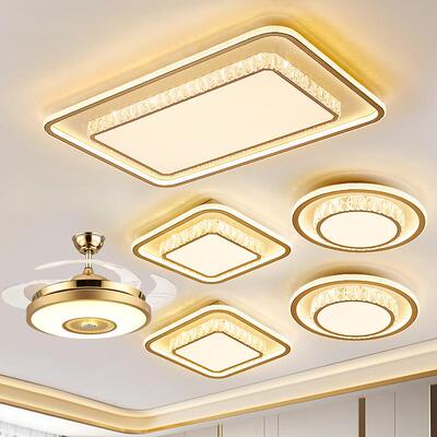 led水晶吸顶26098金色轻具奢大气客厅灯简约方现代长形灯中山灯灯