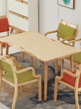 橡木家具老院定适老PTM制化餐桌椅老年木公寓养老院实桌子老敬人