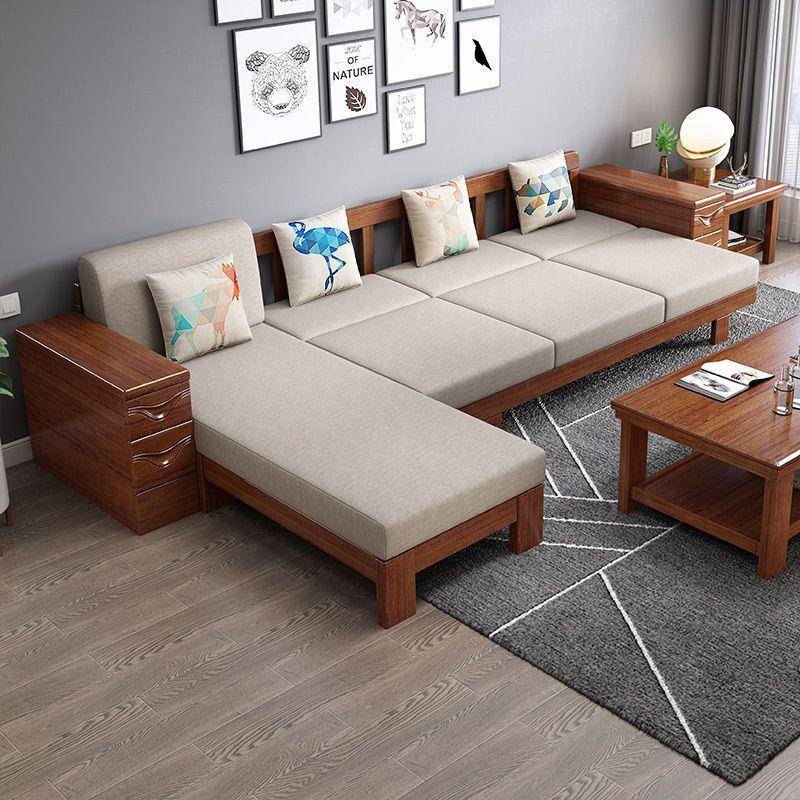 实木沙发现中式妃拉床贵冬JUD夏款两用储物组合客代厅布艺沙发