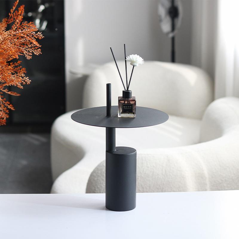 极简轻奢黑色烤漆蛋糕锈托盘茶几不KXK钢心高脚点样板间桌面盘装