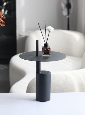 极简轻奢黑色烤漆蛋糕锈托盘茶几不KXK钢心高脚点样板间桌面盘装