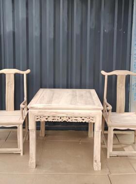 老木八仙仿古中式31383明清白坯中堂实木方桌榆餐桌影桌视茶桌长