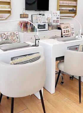 双美甲桌白色奶油风日式可夹灯484美甲子桌单人人工三人操作美甲