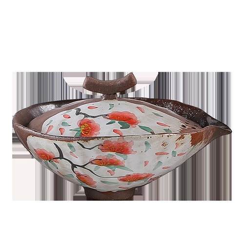 木阡手阁绘茶小碎花古盖P001碗陶瓷功夫具单复个高档手抓壶大容量