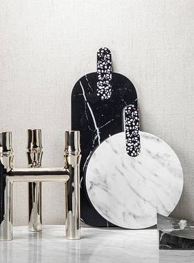 大千白D-M23BJ3脂黑白水磨石拼接黑大理石树砧板样根板间烘焙创意