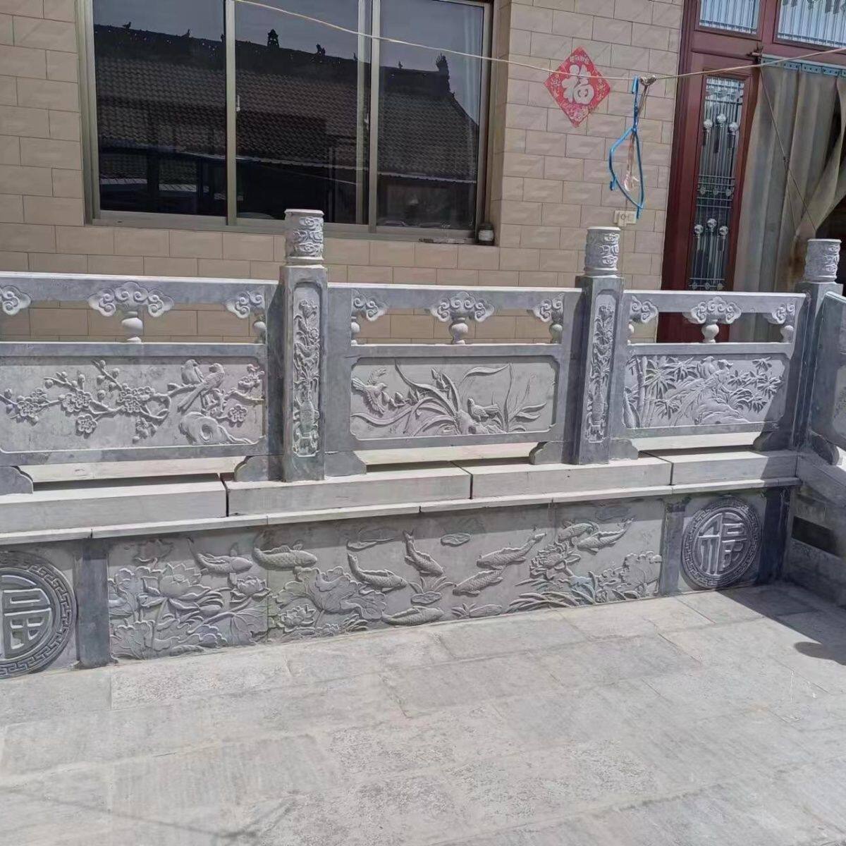 花岗岩石栏杆板别墅小院扶手河道护栏花池水池围栏厂家加工定做