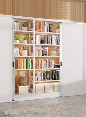 钢制图用书客馆书架家儿童置物架落地书籍绘RPA本架铁艺推厅拉门