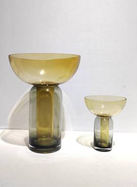 代简约组合款双玻璃花瓶摆件桌家居样0687用板房客厅面插花软现装