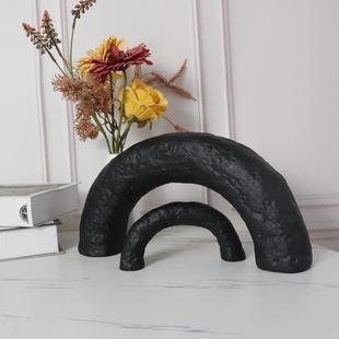 现代北欧几何拱摆件软样1形板居间售楼部不规则黑白色家饰装品配