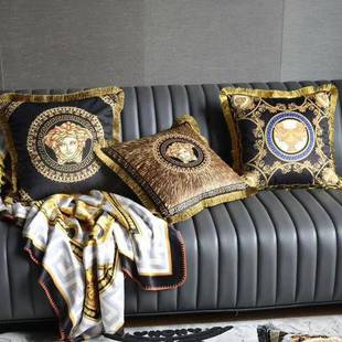 欧式 金色沙发抱枕样板间华皮沙发豪方靠GNZ垫含芯 轻奢廷宫风格