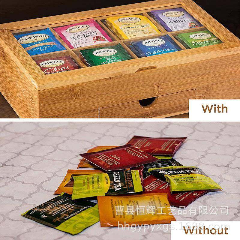 竹茶叶罐储制茶包纳盒竹茶叶分格整盒收理子盒透明盖子展示木八格,收纳整理,首饰盒,淘宝优惠券,粉丝福利购,淘宝优惠卷