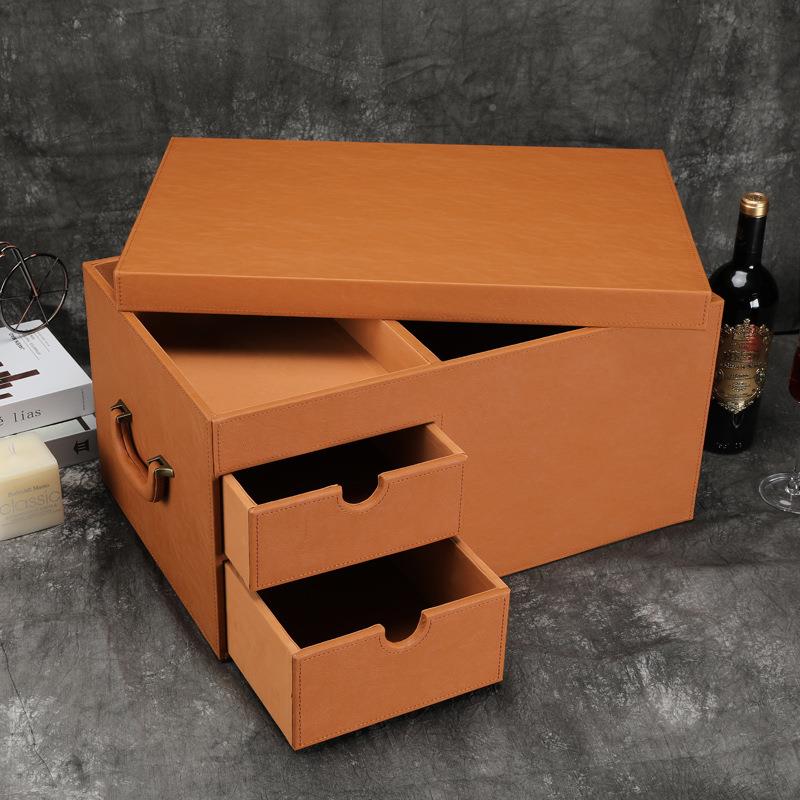 档储行李物箱皮质置物整理车载收MBY纳箱色红定制红酒月饼抽高屉