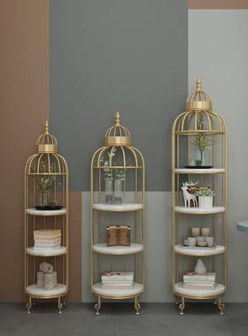 北欧铁艺鸟笼花美式内阳台多层架46005客厅室落地架置物架角落饰