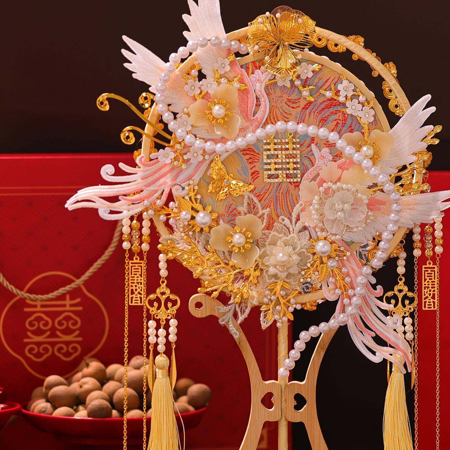 团新禾娘结婚扇dy材料包喜扇子厂家直供手工成品秀扇服重工新i婚