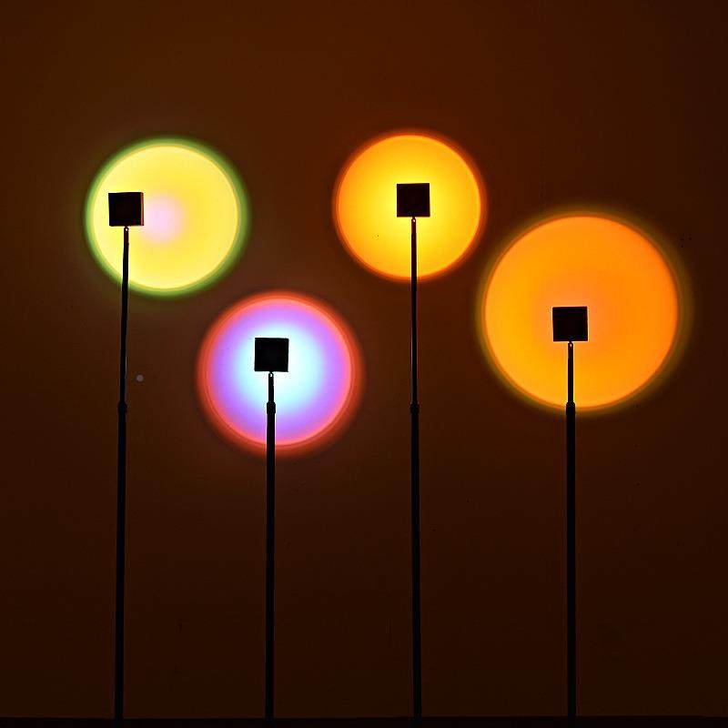 伸缩杆落播灯日不地落网红灯直投影氛围景灯拍照客厅背墙夕阳JZ10