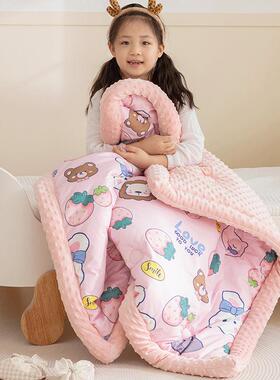 儿童LEK棉加冬绒被全套可拆卸豆豆被罩加厚儿幼园午睡季被芯春秋