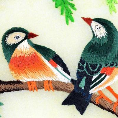 四川蜀绣熊手工面绣屏风ZJR摆件中国风特旅游送老外猫花梨色木摆