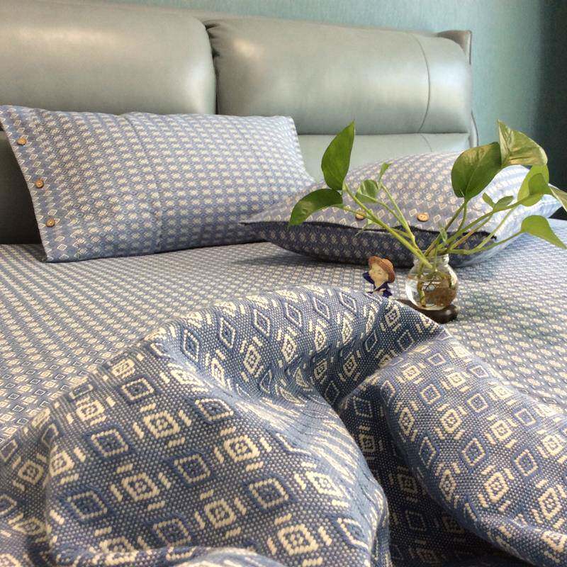 轻奢特厚提老粗1布三件单套加厚00全棉双面花床纯棉加VWE密家纺