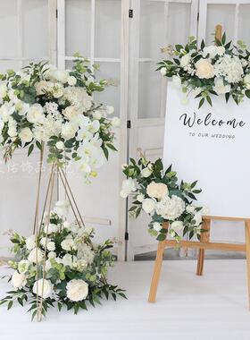 开脚业花篮三架仿真花商场店窗橱车展活动装饰布置落地87975迎宾