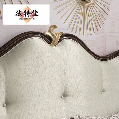 新古典法式人轻奢床白色欧皮床欧式实别木双床主卧简布HHP艺公主