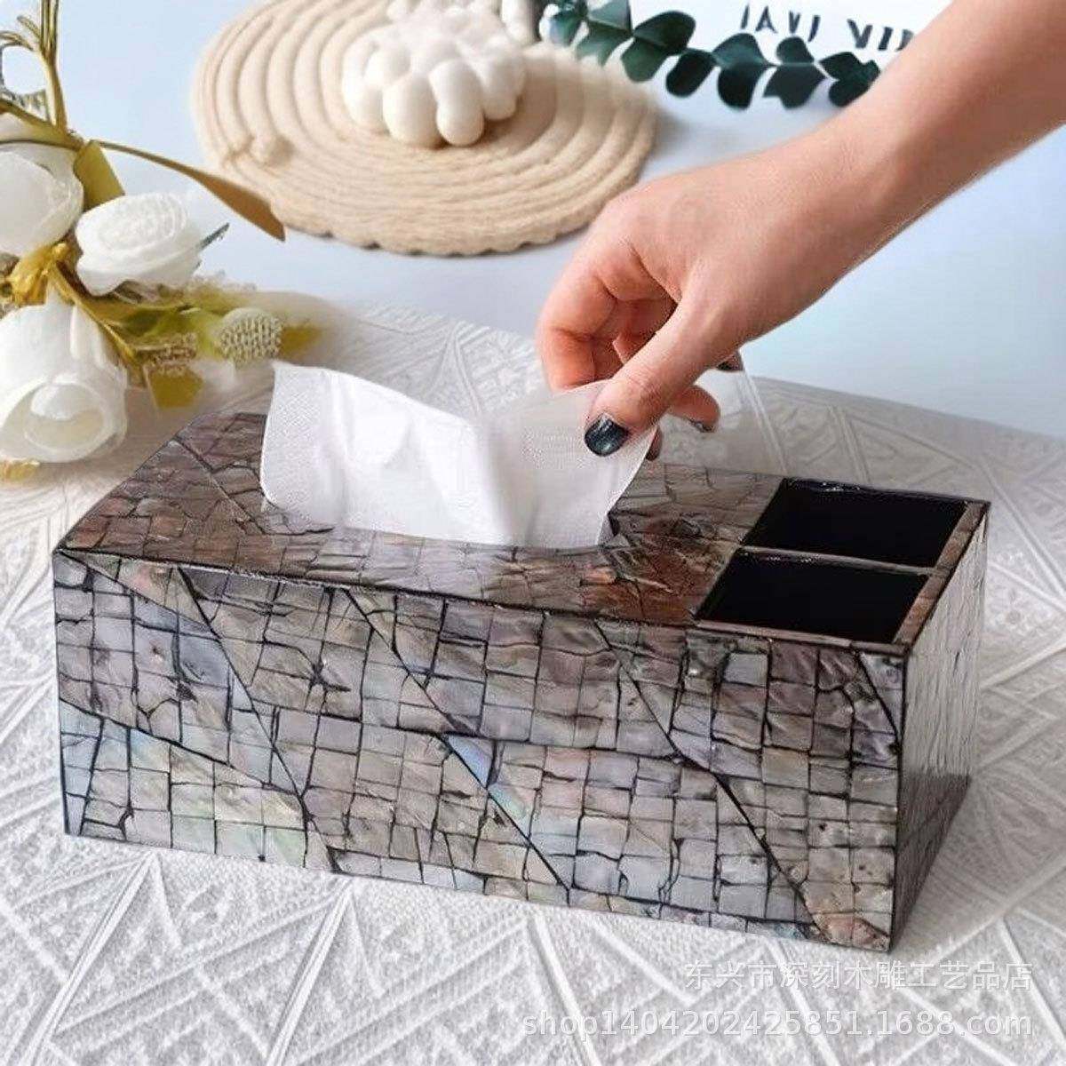 轻奢天然贝792壳纸巾客盒几厅茶摆件收纳盒家用巾创意餐纸抽纸盒,收纳整理,纸巾盒,淘宝优惠券,粉丝福利购,淘宝优惠卷