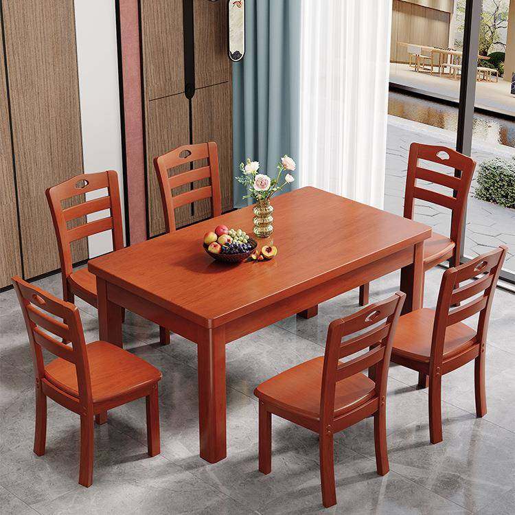 实型木餐桌长方形桌型子餐厅西餐EJS家桌椅组合简约风小户用吃饭