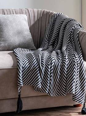 现客沙发全棉休代厅闲房针织流苏搭毯酒店客午睡披肩毛毯床BVH尾