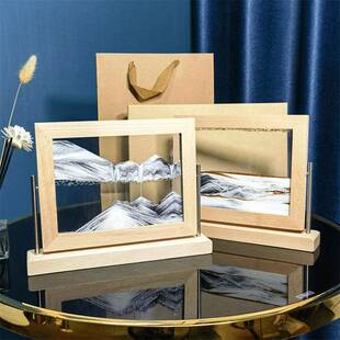 简约创流沙画解榉木翻式转摆件沙漏时尚家YBW居沙画意工艺品装饰