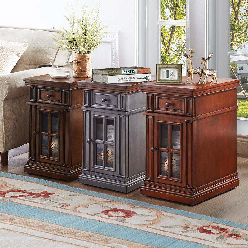 美式乡村物沙023发边柜角实木复几古茶柜侧边储收纳柜客厅移动几