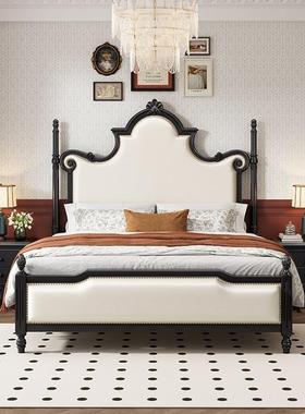 法式复古床1.卧8m实公木双JCX婚人床现代简约美式轻奢主床黑色床