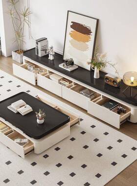 意式茶几黑白色电形视客厅XBI家柜用中古储物柜落地方组合风现电