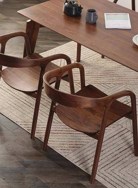 北黑餐胡桃木手椅现33346代扶简约榫卯沙发椅美子全实木书桌椅厅