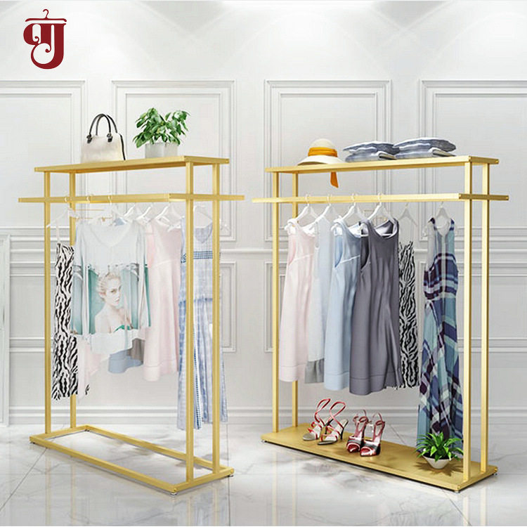 服装架中岛架双杠货架卖衣服架子落地陈列架展示道具服装店展示架