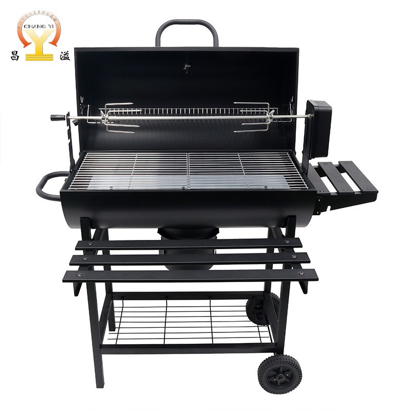 家用美式大型油桶烧烤炉户外庭院户外木炭BBQ烧烤架带电动烤